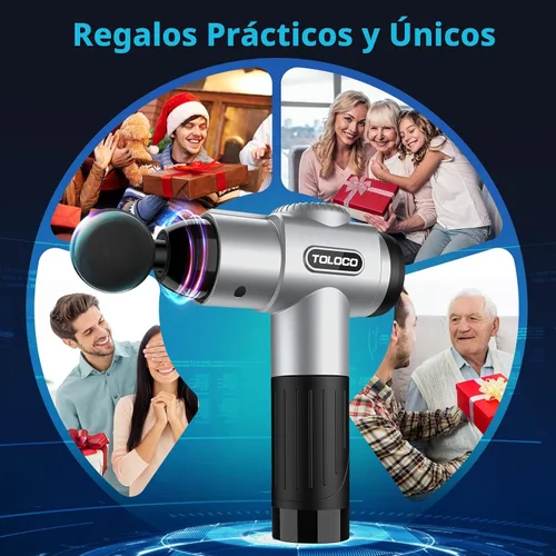 Miniatura 7 de TOLOCO - Pistola de masaje muscular de percusión para deportistas, masajeador portátil de tejido profundo Plateado