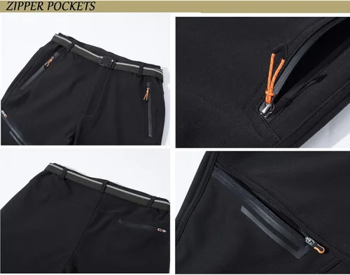 Miniatura 6 de TACVASEN pantalones de senderismo para hombre, con forro polar, reforzados en las rodillas, ligeros, para esquí y snowboard, sin cinturón