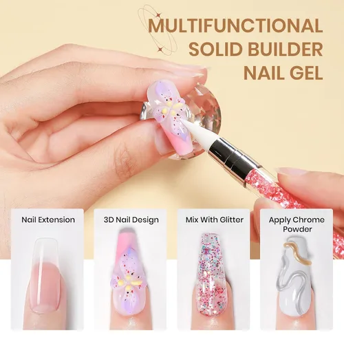 Miniatura 4 de Gel Constructor Sólido para Uñas - Gel de Arte de Uñas 3D Claro Transparente Antiadherente para Manos para Tallado, Moldeado, Patrones