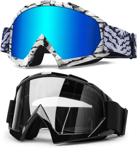 Gafas de Casco de Motocross para ATV Dirt Bike, Gafas de Carreras de Motocicleta UV400 Anti-Empañamiento Resistentes a Rayones e Impactos, Gafas de