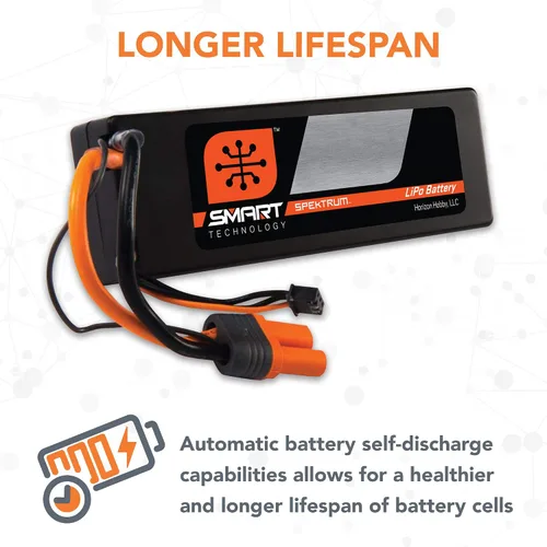 Miniatura 5 de Spektrum Batería inteligente RC LiPo: 5000mAh 2S 7.4V 30C con conector IC3 (compatible con EC3), estuche rígido, SPMX50002S30H3, negro