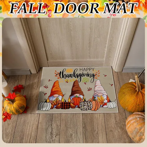 Miniatura 2 de 3 tapetes para puerta delantera de Acción de Gracias de 24 x 16 pulgadas, tapetes de gnomo de bienvenida de Navidad para Acción de Gracias, otoño