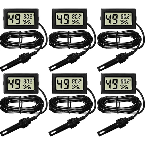 Miniatura 6 de Weewooday Medidor digital de temperatura y humedad con medidor de sonda LCD Fahrenheit, termómetro higrómetro para incubadora, planta de reptiles