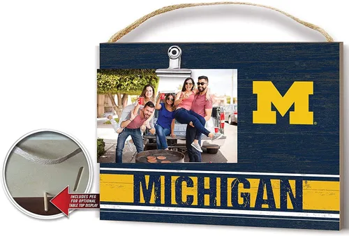 Miniatura 3 de KH Sports Fan Marco de fotos con clip de Michigan Wolverines, para fotos de 4 x 6 pulgadas, regalos de Wolverines y decoración del hogar; muestra tu