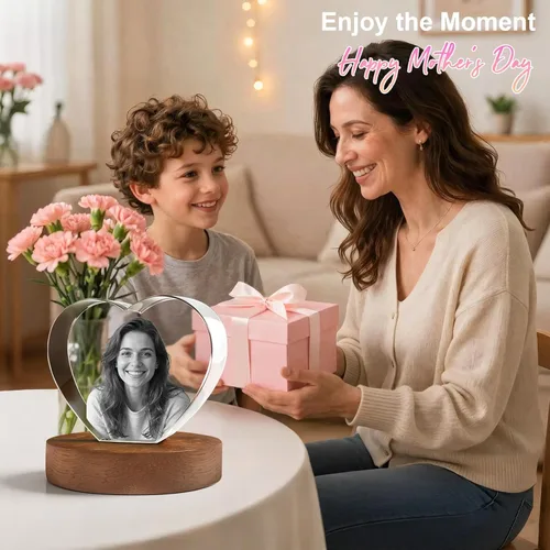 Miniatura 6 de Foto de Cristal 3D, Regalos Personalizados del Día de la Madre para Mujeres Hombres Esposa Marido Mamá Padre, Regalos Personalizados con Grabado