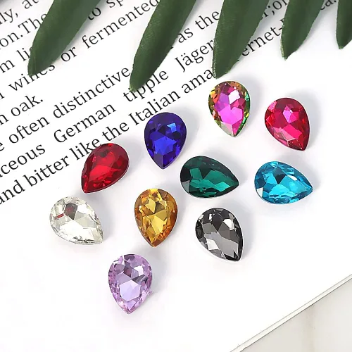 Miniatura 2 de Lágrima de cristal de 0.512 x 0.709 in con diamantes de imitación grandes Pointback para manualidades, fabricación de joyas, zapatos, cuentas
