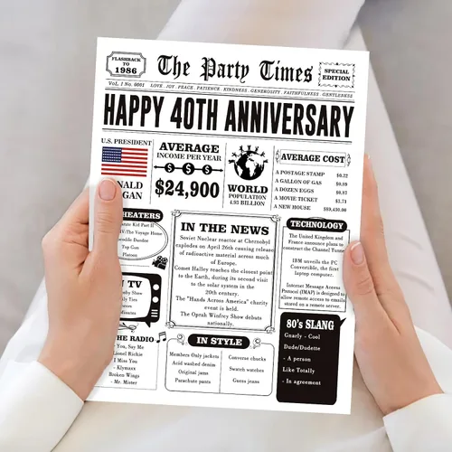Miniatura 5 de Missonemi Tarjeta de regalo de 40 aniversario para mujeres y hombres, tarjeta jumbo de 40 aniversario de boda, ideas de regalo para abuelo, abuela