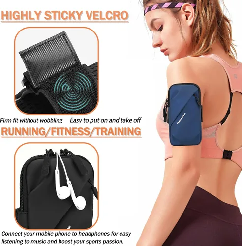 Miniatura 4 de Muñequera para teléfono celular, ajuste universal, resistente al agua, transpirable, soporte para teléfono para correr, ciclismo, escalada