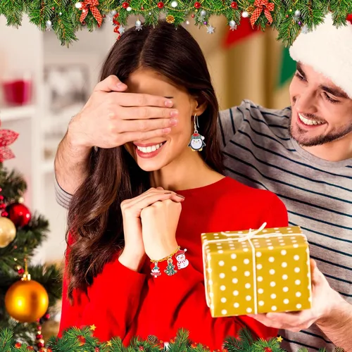 Miniatura 3 de Tudomro - 200 piezas de dijes navideños para hacer joyas y pulseras, Santa Claus, muñecos de nieve, alces, árbol de Navidad, colgante de aleación