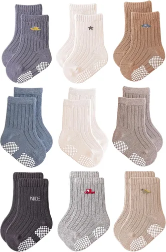 Miniatura 9 de Calcetines antideslizantes para bebés, calcetines antideslizantes para niñas y niños recién nacidos, calcetines antideslizantes casuales
