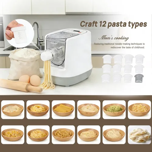 Miniatura 2 de Máquina eléctrica para hacer pasta, máquina automática de 260 W, máquina de fideos con capacidad de harina de 17.64 oz, 12 tipos de moldes