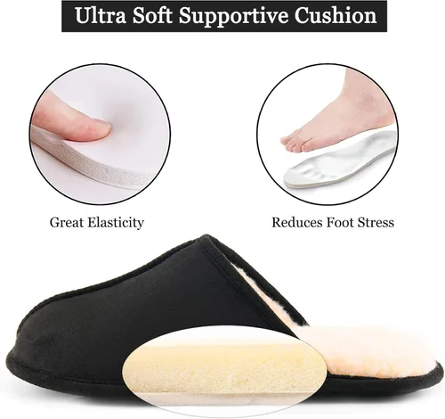 Miniatura 4 de Pantuflas de espuma viscoelástica para hombre, con puntera cerrada, para interiores, cómodas, acogedoras, suaves, antideslizantes, para dormitorio