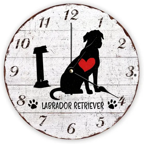 Miniatura 7 de Bull Terrier - Reloj de pared de cuarzo de calidad con diseño de corazón rojo que no deja tictac para dormitorio, sala de estar, oficina, cocina, 10