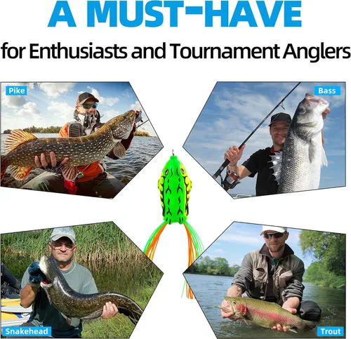 Miniatura 6 de Rikiamru Señuelos de pesca de rana suave cebo para lucio, cabeza de serpiente, trucha, agua salada, Swimbait