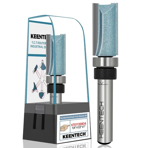 Miniatura 22 de KEENTECH Brocas de enrutador de 1/2 pulgada, broca de enrutador de ajuste empotrado, broca de patrón con punta de carburo de rodamiento superior