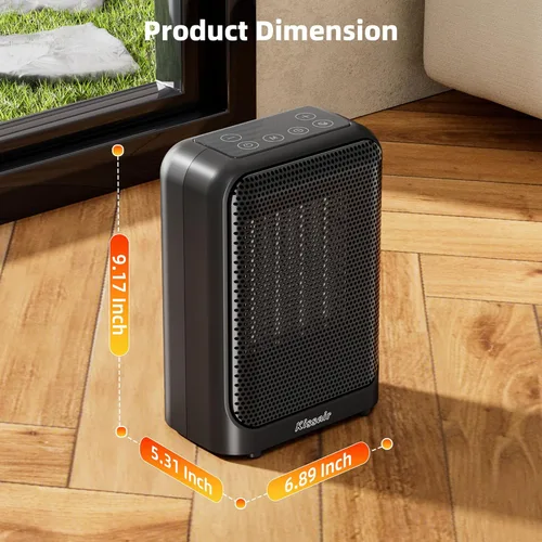 Miniatura 7 de Calentador de espacio, calentadores eléctricos de cerámica PTC de 1400 W, para interiores, portátil, calentamiento rápido 2S con termostato