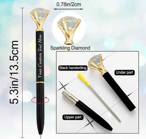 Miniatura 3 de Aolun 10 bolígrafos de diamantes con cristal personalizados a granel, bolígrafo de metal personalizado con nombre grabado, regalos de texto