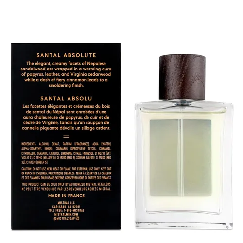 Miniatura 7 de Mistral Colonia para hombre – Santal Absolute Eau de Parfum Aroma masculino cálido y amaderado con canela, almizcle, pachulí y sándalo Colonia