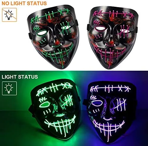 Miniatura 3 de Máscara LED de terror de Halloween, máscara de purga LED, máscara de luz LED para disfraz de Halloween