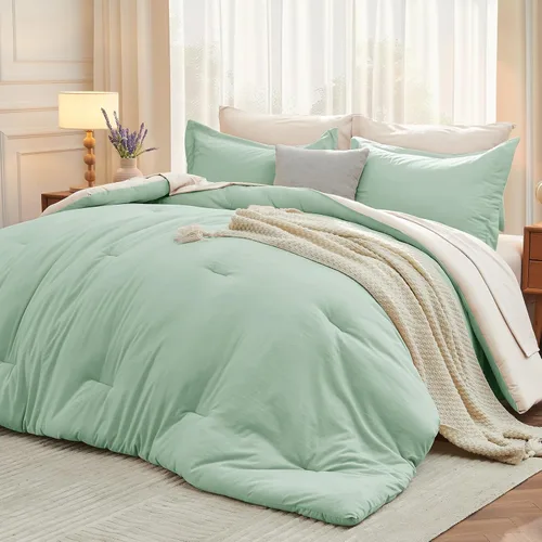 Miniatura 46 de MUXHOMO Juego de edredón de 5 piezas Twin XL, cama suave en una bolsa tamaño Twin XL, juego de ropa de cama para todas las estaciones con edredón