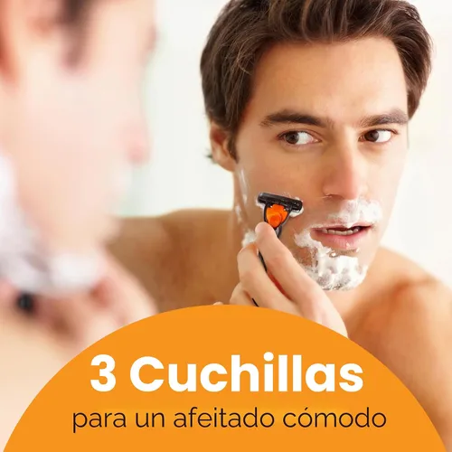 Miniatura 4 de Maquinilla de afeitar recargable BIC Comfort 3 de tres hojas para hombre, maquinilla de afeitar para piel sensible para un afeitado cómodo, 1 mango