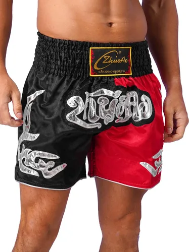 Miniatura 3 de QinCiao Pantalones cortos de boxeo Muay Thai para hombre, pantalones cortos de kickboxing, artes marciales, entrenamiento, gimnasio, entrenamiento