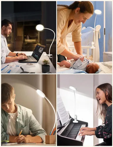 Miniatura 6 de LiFMIRA Lámpara de Cama con Clip de Luz 8W 66 LED Luz de Lectura para Cama, 5 Colores 10 Niveles de Brillo Regulable, Lámpara de Lectura de Metal