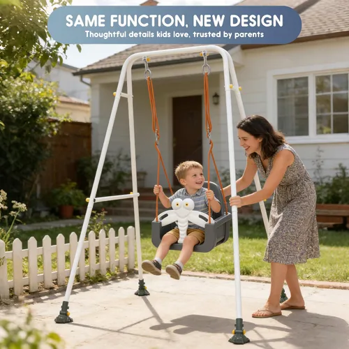 Miniatura 7 de Juego de columpios 3 en 1 para niños pequeños, columpio para bebé con cinturón de seguridad, para interiores y exteriores, asiento de columpio