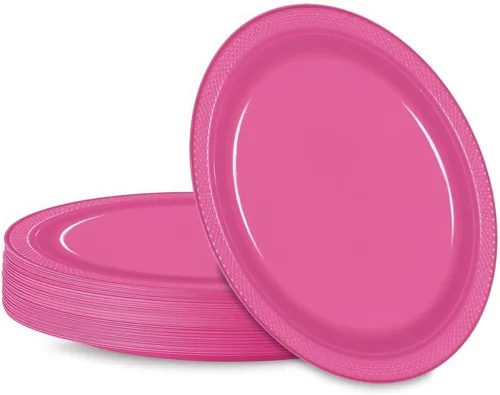 Miniatura 3 de Vibrantes platos redondos de plástico rosa, 10 pulgadas (paquete de 20), diseño de calidad premium, ideales para cualquier evento o fiesta
