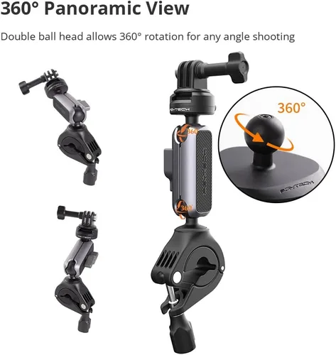Miniatura 3 de PGYTECH CapLock - Soporte para manillar de motocicleta de liberación rápida, rotación de doble bola de 360°, adaptador de 1/4"-20, para DJI OSMO