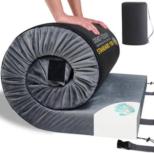 Miniatura 12 de HomeMate CertiPUR-US Memory Foam Camping Mattress Pad Portable Roll Up Mattress for Adults Sleeping Mat Cot Mattress Pad Gris