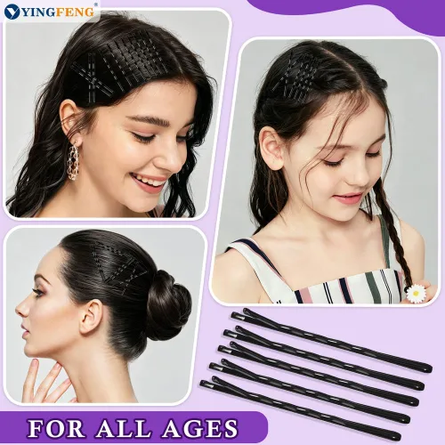 Miniatura 6 de Juego de 330 horquillas negras de 2.2 pulgadas, juego de horquillas con caja, horquillas para el cabello de alta calidad para niños, niñas