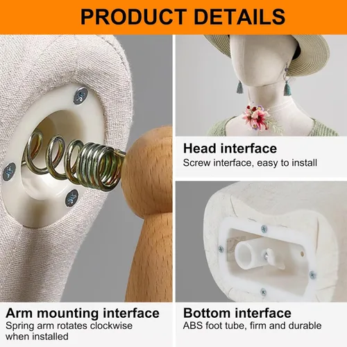 Miniatura 3 de Vestido de maniquí femenino con forma de torso, maniquí de sastres con junta flexible, cuerpo de maniquí de altura ajustable con soporte de trípode