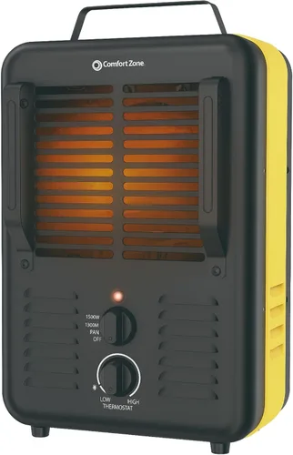 Comfort Zone Calentador eléctrico de 1500 W estilo Milkhouse - Calentador portátil de taller y garaje con termostato ajustable, 2 ajustes de calor y