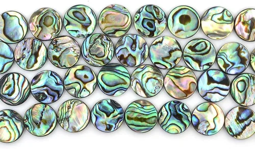 Miniatura 6 de 0.236 in Natural Abulón Shell Moneda Plana Cuentas Strand 16 Pulgadas Joyería Hacer Perlas