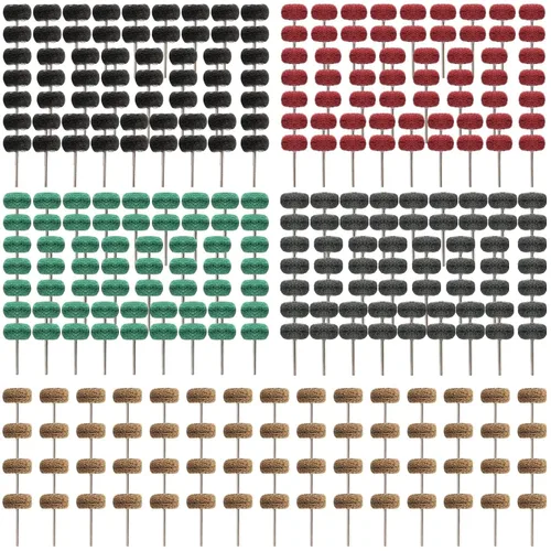 Miniatura 9 de Rocaris Paquete de 100 ruedas abrasivas, ruedas de pulido abrasivo de 1 pulgada (0.984 in) para herramientas rotativas, vástago de 1/8 (0.118 in)