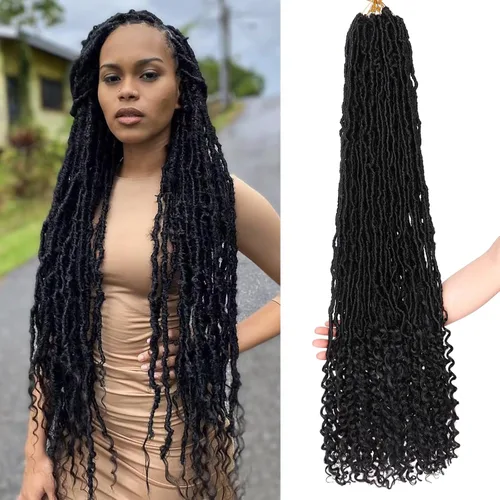 Leeven Cabello de Ganchillo Goddess Locs de 36 Pulgadas, 7 Paquetes, Negro Natural, Soft Locs de Ganchillo con Extremos Rizados, Cabello Sintético