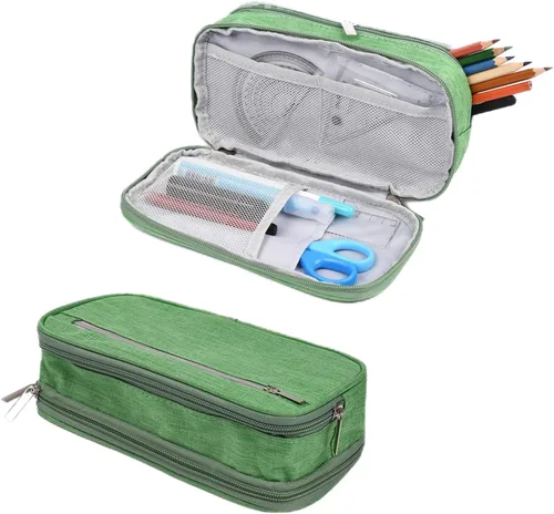 Estuche para lápices de gran capacidad, kit de almacenamiento de artículos de papelería grande para oficina, viajes, bolsa de cosméticos,