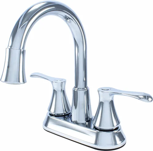 WMF 14167060 - Grifo de baño con luces LED, manija de doble palanca, no necesita batería, boquilla giratoria, cromo, para tocador, encimera, con