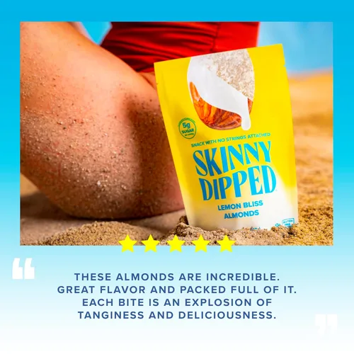 Miniatura 6 de SkinnyDipped Lemon Bliss - Almendras cubiertas de yogur, aperitivo saludable, proteínas vegetales, sin gluten, 0.46 onzas (paquete de 24)