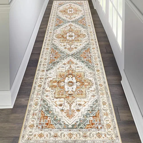 Miniatura 24 de Pauwer Alfombra vintage de flores 2 x 3 pulgadas, estilo envejecido, antideslizante, de pelo bajo, tapete para entrada, interior, pequeña, retro