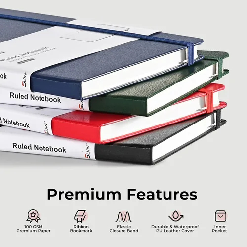 Miniatura 2 de SUIN Cuadernos rayados para el trabajo, la escuela y el diario, tapa dura, tamaño mediano A5 de 5.6 x 8 pulgadas, 160 páginas, papel grueso de 3.53