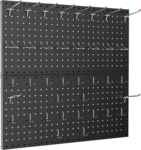 TORACK Organizador de Pared de Tablero Perforado de Metal 24" x 24" o 12" x 48", 70 PIEZAS Tablero Perforado de Almacenamiento de Herramientas para