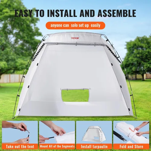 Miniatura 4 de VEVOR Cabina de Pintura Portátil, Carpa de Pintura en Aerosol Más Grande con Piso Integrado y Malla y Ganchos a Prueba de Viento, Estación de Carpa