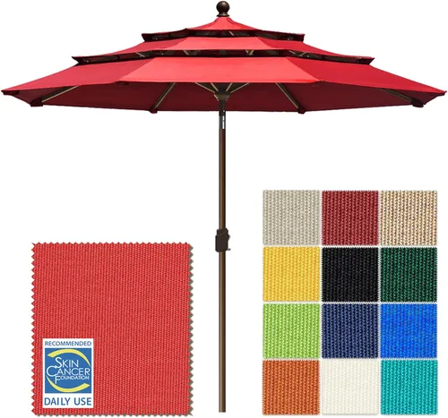 Miniatura 102 de EliteShade USA Sombrilla de Mercado de 10 Años Sin Decoloración de 9 Pies 3 Niveles Sombrilla de Patio Sombrilla de Mesa para Exteriores con Beige