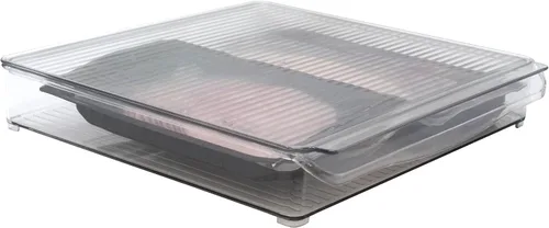 Contenedor de plástico para almacenamiento de alimentos con tapa y asa para cocina, despensa, armario, nevera, congelador, organizador para