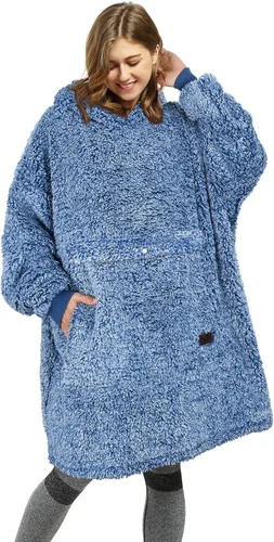 Miniatura 16 de Catalonia Sudadera extragrande tipo manta con capucha, sudadera de sherpa portátil para adultos, hombres y mujeres
