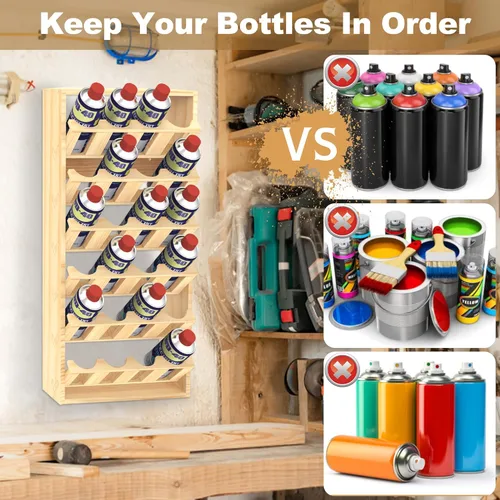 Miniatura 2 de Nisorpa Soporte para 24 latas de pintura en aerosol o lubricante, estante para latas de aerosol de 6 niveles, estante de almacenamiento de latas