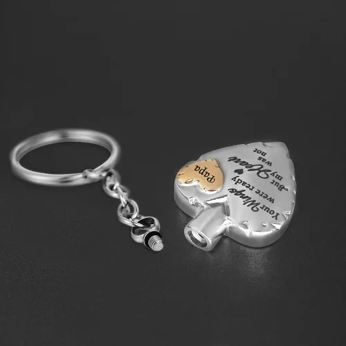 Miniatura 2 de Your Wings were Ready but My Heart was Not - Joyería de cremación de acero inoxidable para llavero de urna de ceniza dorado, Papa