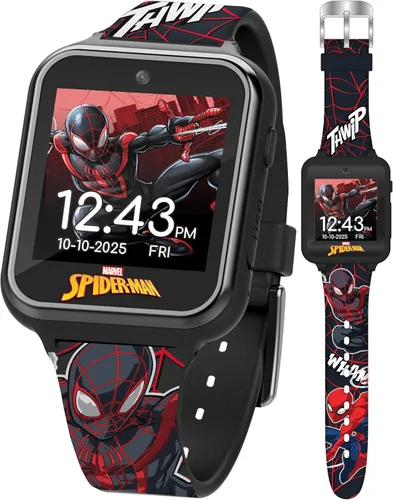 Marvel Spider-Man - Reloj inteligente para niños, reloj interactivo con pantalla táctil con 10 caras de reloj personalizables, cámara integrada,